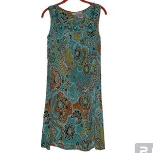 FORBIDDEN Multi Coloured Paisley Beaded Boho Festival Midi Dress. Size S